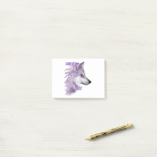 Forever Free Violet Wolf Post-it Notes Klebezettel (Auf Schreibtisch)