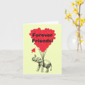 Forever Freunde lustige Elefanten und Herz Karte (Gelbe Blume)