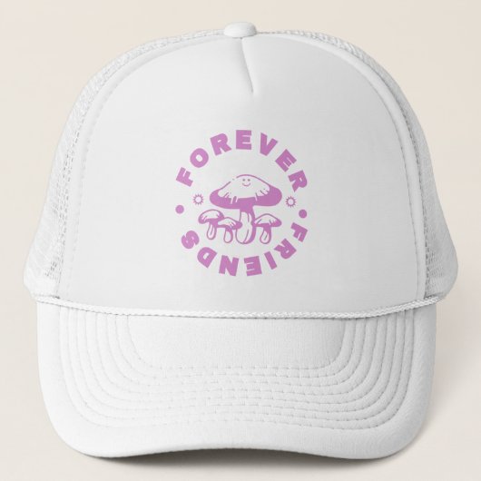 Forever Friends Cute Pink Mushroom Truckerkappe (Vorderseite)