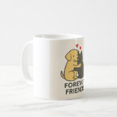 Forever Friends Mug | Cute Cat & Dog Hugging Coffe Kaffeetasse (Vorderseite Links)