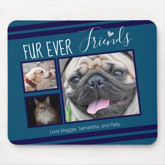 Forever Friends Pet Foto Collage Blue Mousepad (Vorne)
