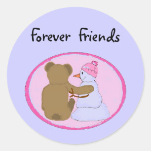 Forever Friends Pink Runder Aufkleber