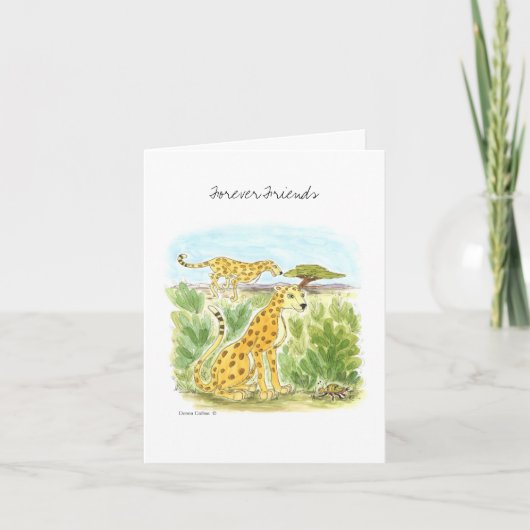 Forever Friends Two Cheetah Blank Note Card Karte (Vorderseite)