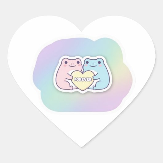 Forever Frog Sticker Cute Couple Frogs Holding Hea (Vorderseite)
