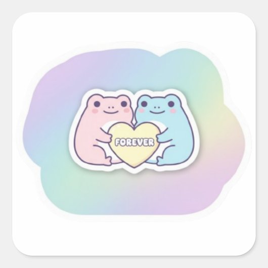 Forever Frog Sticker Cute Couple Frogs Holding Hea (Vorderseite)