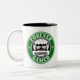 Forever Gamer, Personalisiert Name Print Zweifarbige Tasse