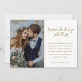 Forever Gold Foto Hochzeit Vielen Dank Dankeskarte (Vorderseite)