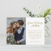 Forever Gold Foto Hochzeit Vielen Dank Dankeskarte (Stehend Vorderseite)