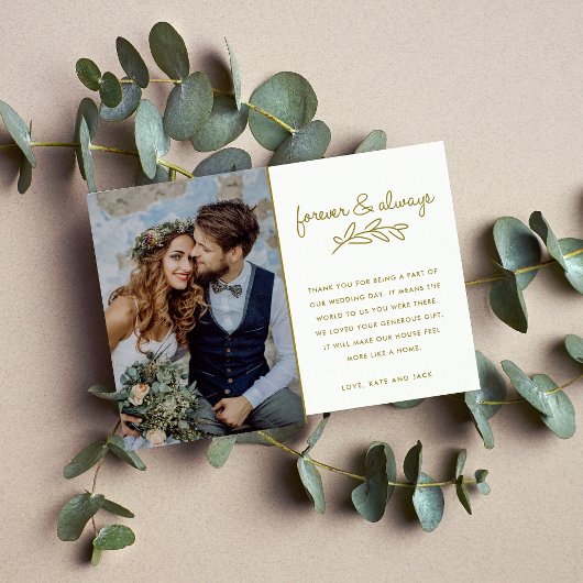 Forever Gold Foto Hochzeit Vielen Dank Dankeskarte