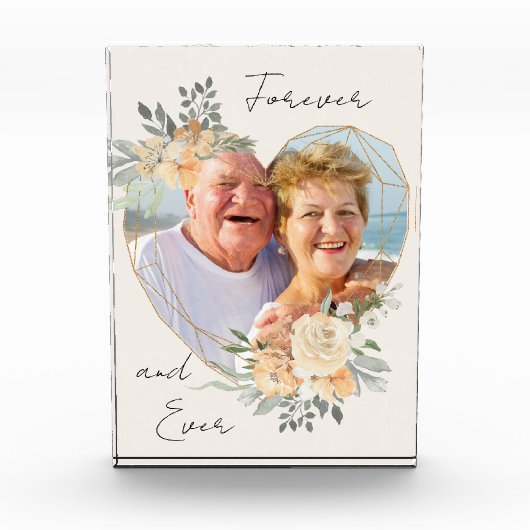 Forever Gold Frame Blumenstrauß geformt Fotoblock (Vorderseite)