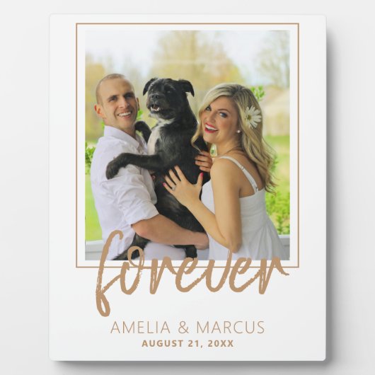 Forever Golden Script Wedding Keepake Foto Fotoplatte (Vorderseite)