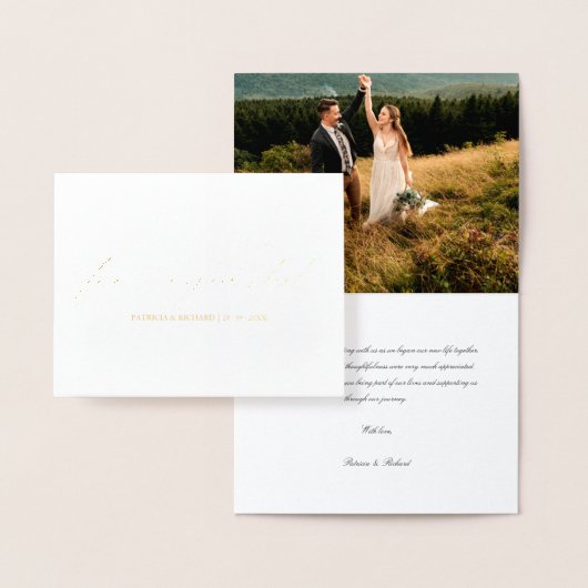 Forever Grateful Chic Wedding Danke Foto Folienkarte (Anzeige)