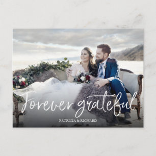 Forever Grateful Chic Wedding Danke Foto Postkarte