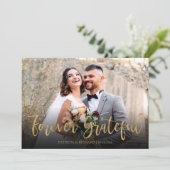 Forever Grateful Elegante Foto Hochzeit Vielen Dan Karte (Stehend Vorderseite)
