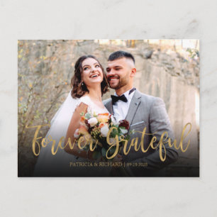 Forever Grateful Elegante Foto Hochzeit Vielen Dan Postkarte