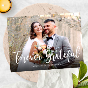 Forever Grateful Elegante Foto Hochzeit Vielen Dan Postkarte
