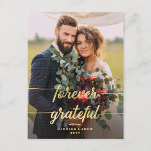 Forever Grateful Gold Foto Hochzeit Vielen Dank Postkarte