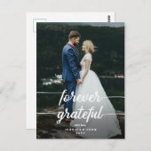 Forever Grateful Script Foto Wedding Vielen Dank Postkarte (Vorne/Hinten)