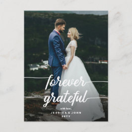 Forever Grateful Script Foto Wedding Vielen Dank Postkarte