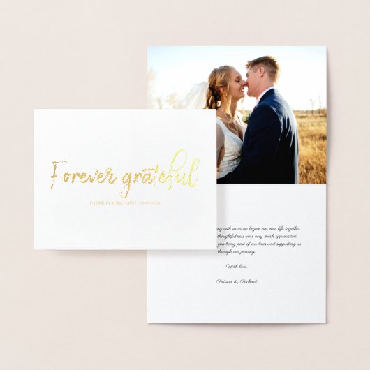 Forever Grateful stylish Wedding Danke Foto Folienkarte (Anzeige)