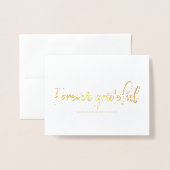 Forever Grateful stylish Wedding Danke Foto Folienkarte (Vorderseite mit Umschlag)