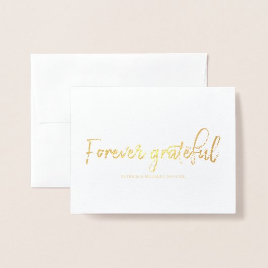 Forever Grateful stylish Wedding Danke Foto Folienkarte (Vorderseite mit Umschlag)