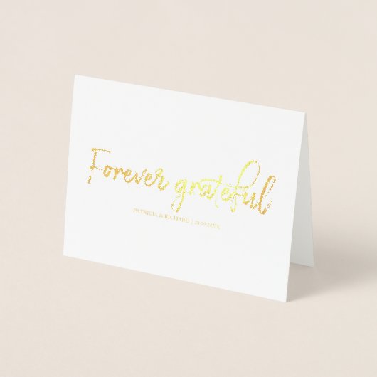 Forever Grateful stylish Wedding Danke Foto Folienkarte (Vorderseite)