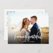 Forever Grateful stylish Wedding Danke Foto Postkarte (Vorne/Hinten)