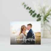 Forever Grateful stylish Wedding Danke Foto Postkarte (Stehend Vorderseite)