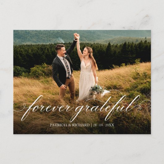 Forever Grateful Wedding Danke Foto Postkarte (Vorderseite)