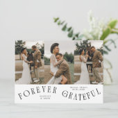 Forever Grateful White Wedding Multi Photo  Dankeskarte (Stehend Vorderseite)