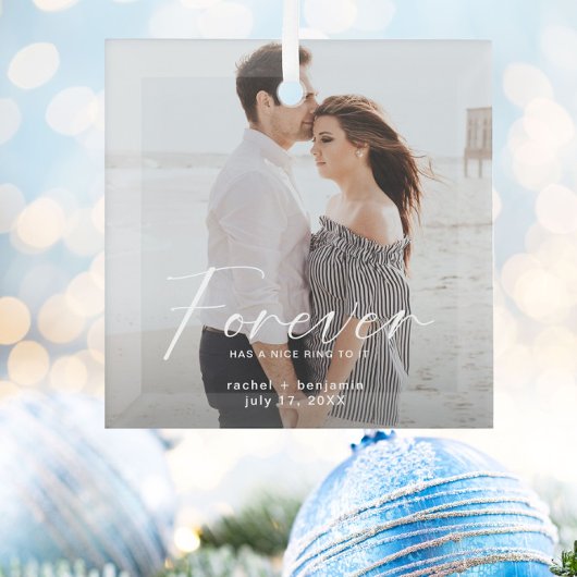 Forever hat eine schöne Ring-Foto-Verlobung Modern Ornament Aus Glas