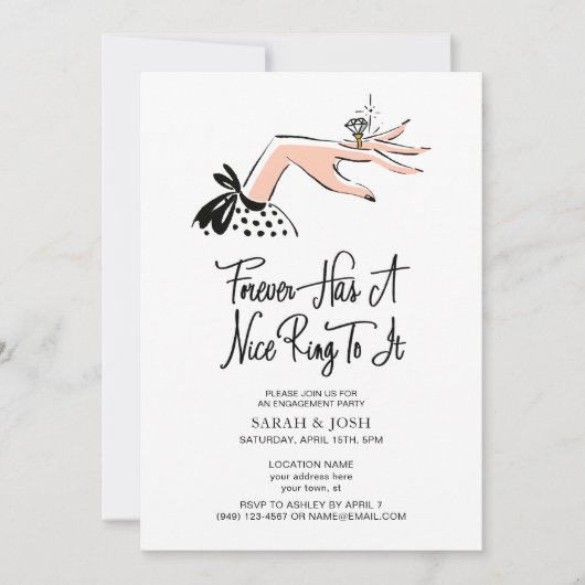 Forever hat einen schönen Ring Elegante Engagement Einladung (Vorderseite)