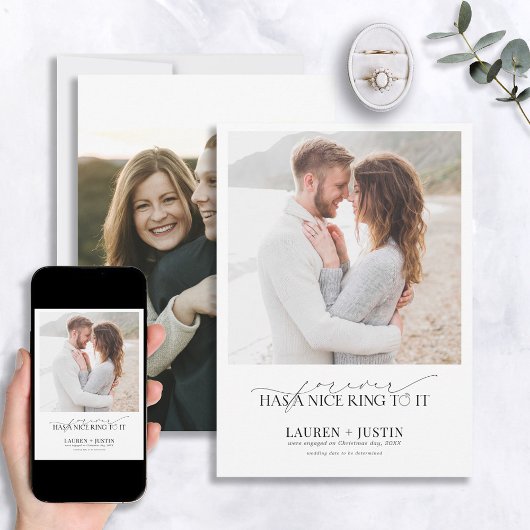 Forever hat einen schönen Ring Quote 2 Foto Verlob Einladung