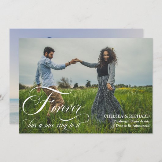 Forever hat einen schönen Ring zu es 2 Foto Verlob Ankündigung (Vorne/Hinten)