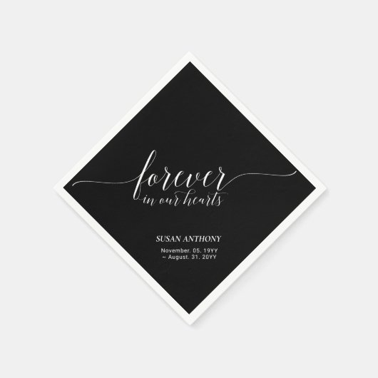 Forever Hearts | Elegante Script Memorial Funeral  Serviette (Ecke)