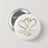 Forever Hearts Gold auf Weiß Button (Vorne & Hinten)