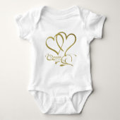 Forever Hearts Gold bearbeitbare Hintergrundfarben Baby Strampler (Vorderseite)