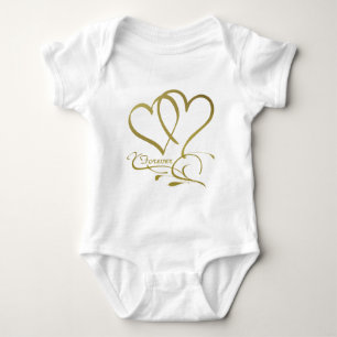 Forever Hearts Gold bearbeitbare Hintergrundfarben Baby Strampler