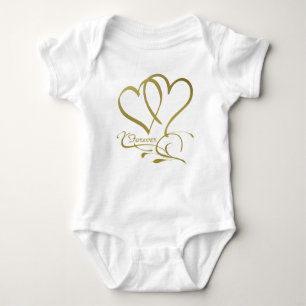 Forever Hearts Gold bearbeitbare Hintergrundfarben Baby Strampler