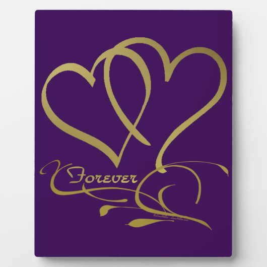 Forever Hearts Gold bearbeitbare Hintergrundfarben Fotoplatte (Vorderseite)