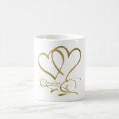 Forever Hearts Gold bearbeitbare Hintergrundfarben Kaffeetasse (Mittel)