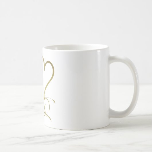Forever Hearts Gold bearbeitbare Hintergrundfarben Kaffeetasse (Rechts)