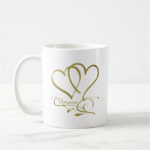 Forever Hearts Gold bearbeitbare Hintergrundfarben Kaffeetasse (Links)