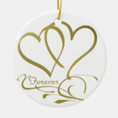 Forever Hearts Gold bearbeitbare Hintergrundfarben Keramikornament (Vorne)
