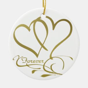 Forever Hearts Gold bearbeitbare Hintergrundfarben Keramikornament