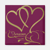 Forever Hearts Gold bearbeitbare Hintergrundfarben Magnet (Vorne)