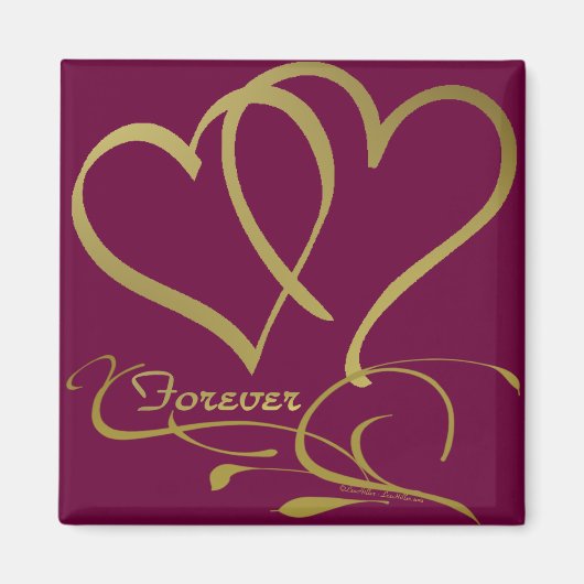 Forever Hearts Gold bearbeitbare Hintergrundfarben Magnet (Vorne)
