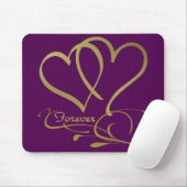 Forever Hearts Gold bearbeitbare Hintergrundfarben Mousepad (Mit Mouse)