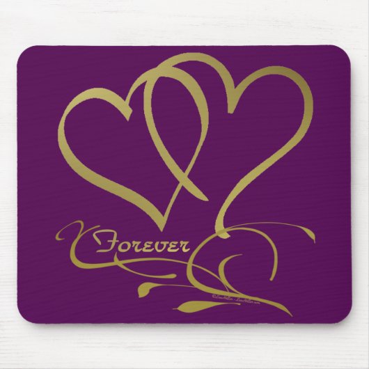 Forever Hearts Gold bearbeitbare Hintergrundfarben Mousepad (Vorne)